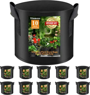 10 Pack Grow Bags 10 Gallon Heavy Duty Thickened Non-Woven Grow Bag with Handles Plant Grow Bags Planting Bags Plant Bags