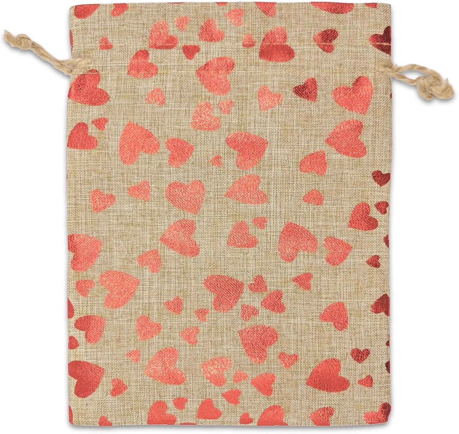 12-Pack 12x16 Reusable Jute Burlap Canvas Gift Bags w. Drawstrings (Red Hearts, X-Large) - for Presents, Party Favors, Retail, Samples by TheDisplayGuys