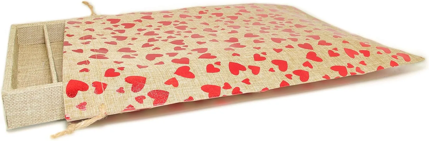 12-Pack 12x16 Reusable Jute Burlap Canvas Gift Bags w. Drawstrings (Red Hearts, X-Large) - for Presents, Party Favors, Retail, Samples by TheDisplayGuys