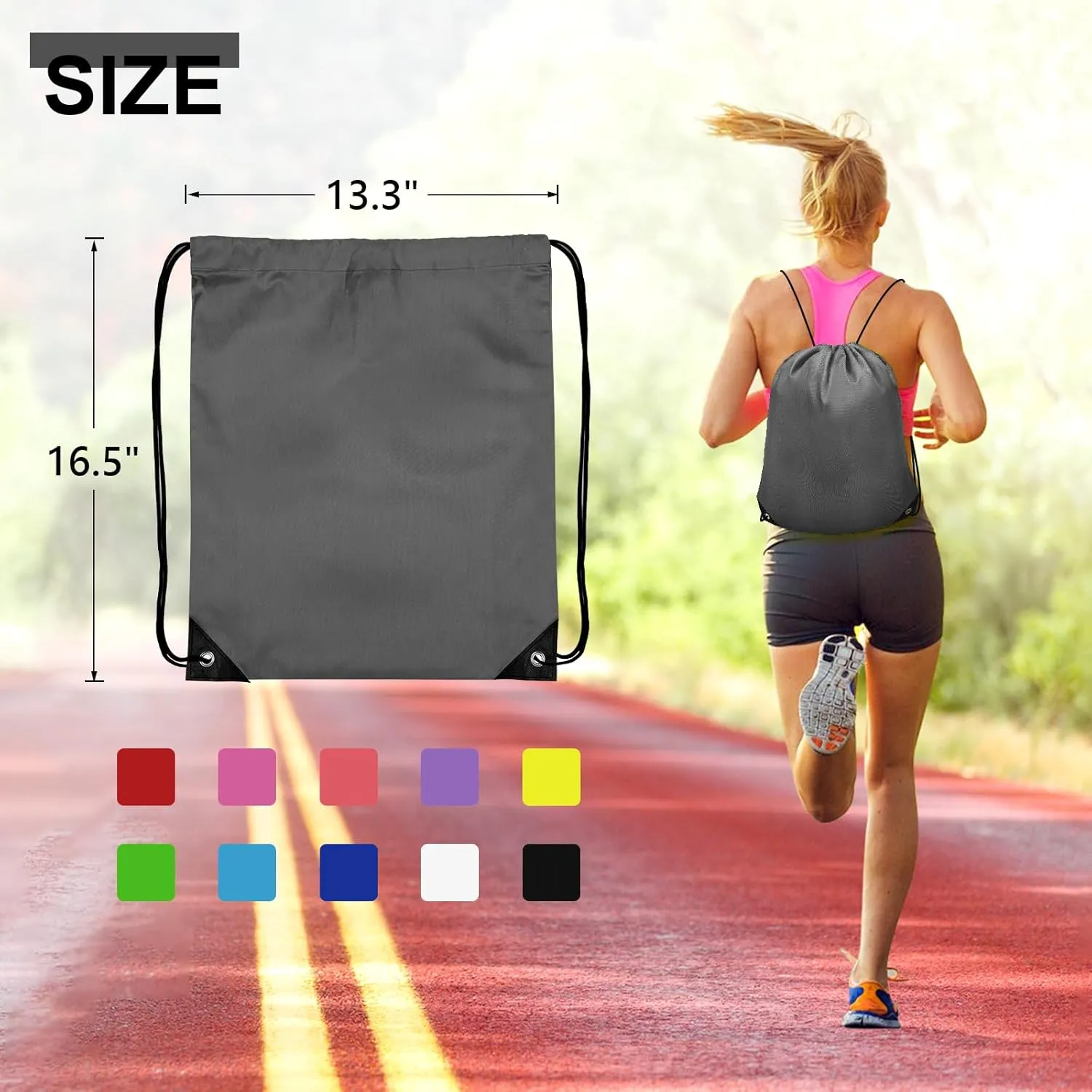 150Pcs Drawstring Backpack Bulk Cinch Sackpack Drawstring Bags Nylon for Gym Party Trip(Grey)