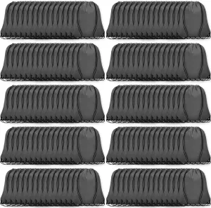 150Pcs Drawstring Backpack Bulk Cinch Sackpack Drawstring Bags Nylon for Gym Party Trip(Grey)