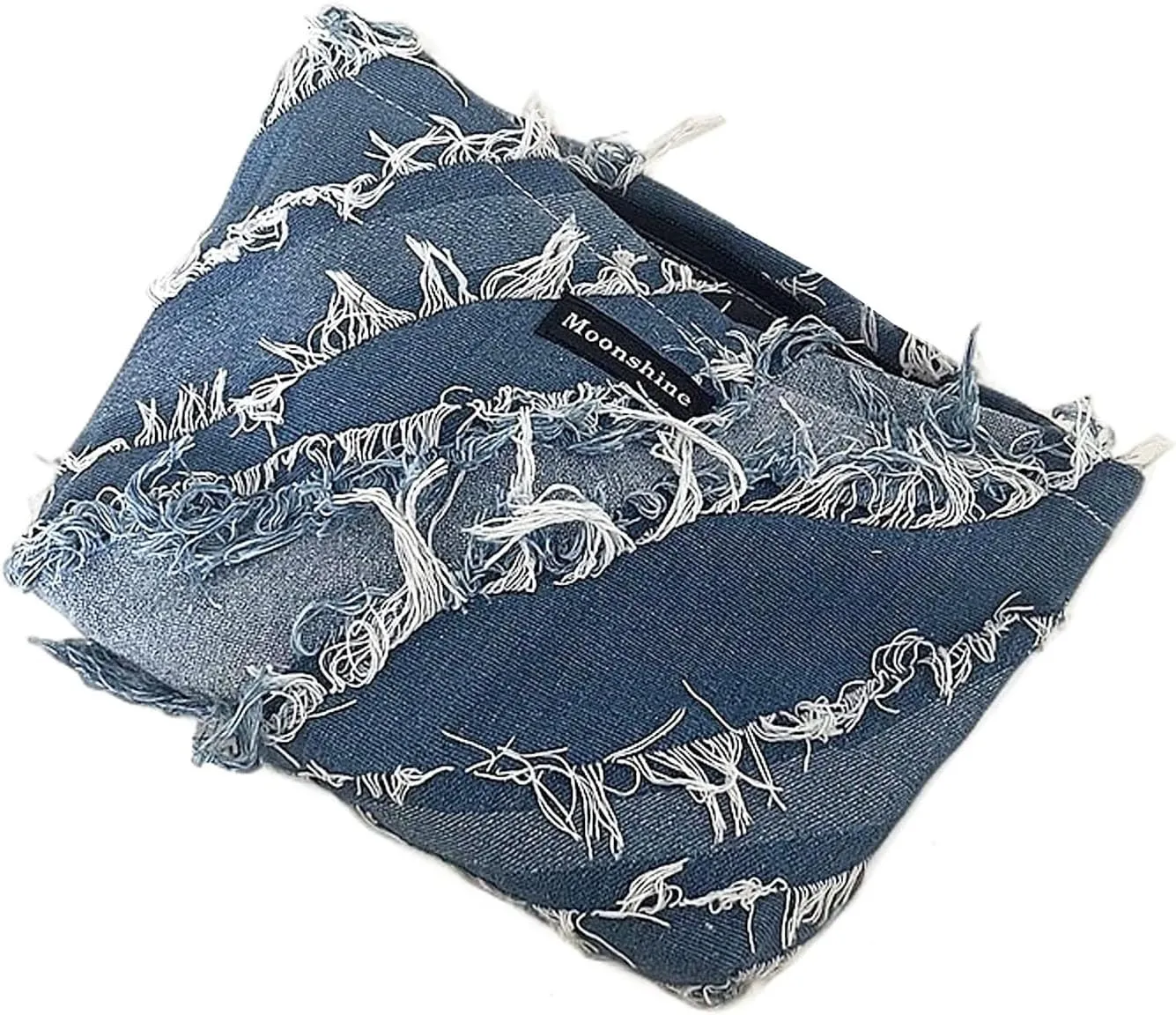 1PCS Dark Blue Handbag, Denim Flowing Tassel Cosmetic Bag, large capacity cosmetic bag， Storage Bag, Daily Travel Bag Accessory, Can Hold Mobile Phone, Cosmetics, Change Money