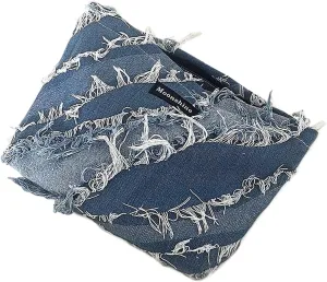 1PCS Dark Blue Handbag, Denim Flowing Tassel Cosmetic Bag, large capacity cosmetic bag， Storage Bag, Daily Travel Bag Accessory, Can Hold Mobile Phone, Cosmetics, Change Money