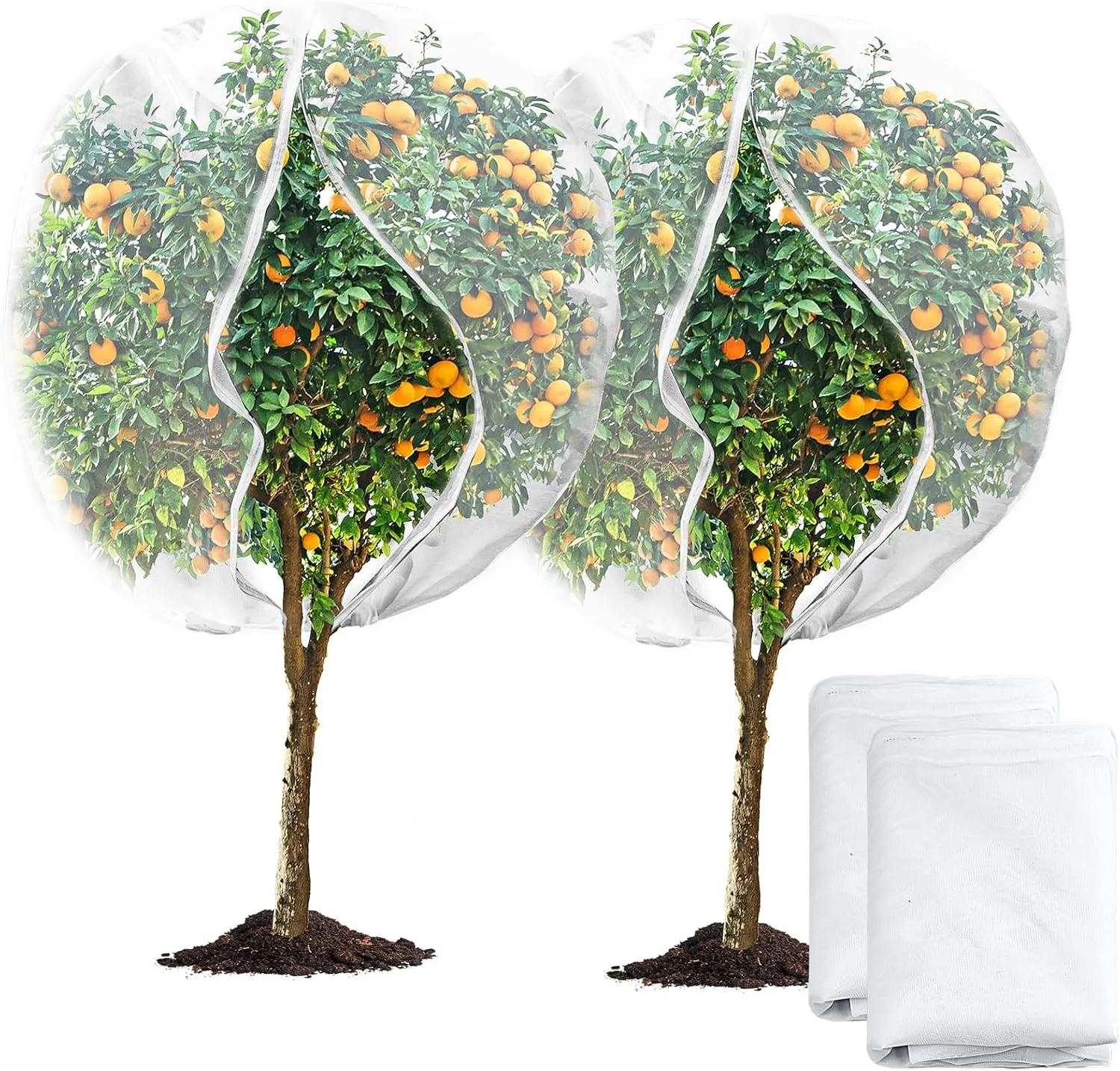 2 Pack 6 x 6.6 ft Large Fruits Tree Netting, Garden Mesh Insect Tree Cover with Zipper Drawstring Bird Barrier Net Plant Bags Blueberry Bushes Protection Cover for Prevent Animals Deer Squirrel Bug
