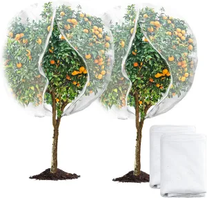 2 Pack 6 x 6.6 ft Large Fruits Tree Netting, Garden Mesh Insect Tree Cover with Zipper Drawstring Bird Barrier Net Plant Bags Blueberry Bushes Protection Cover for Prevent Animals Deer Squirrel Bug