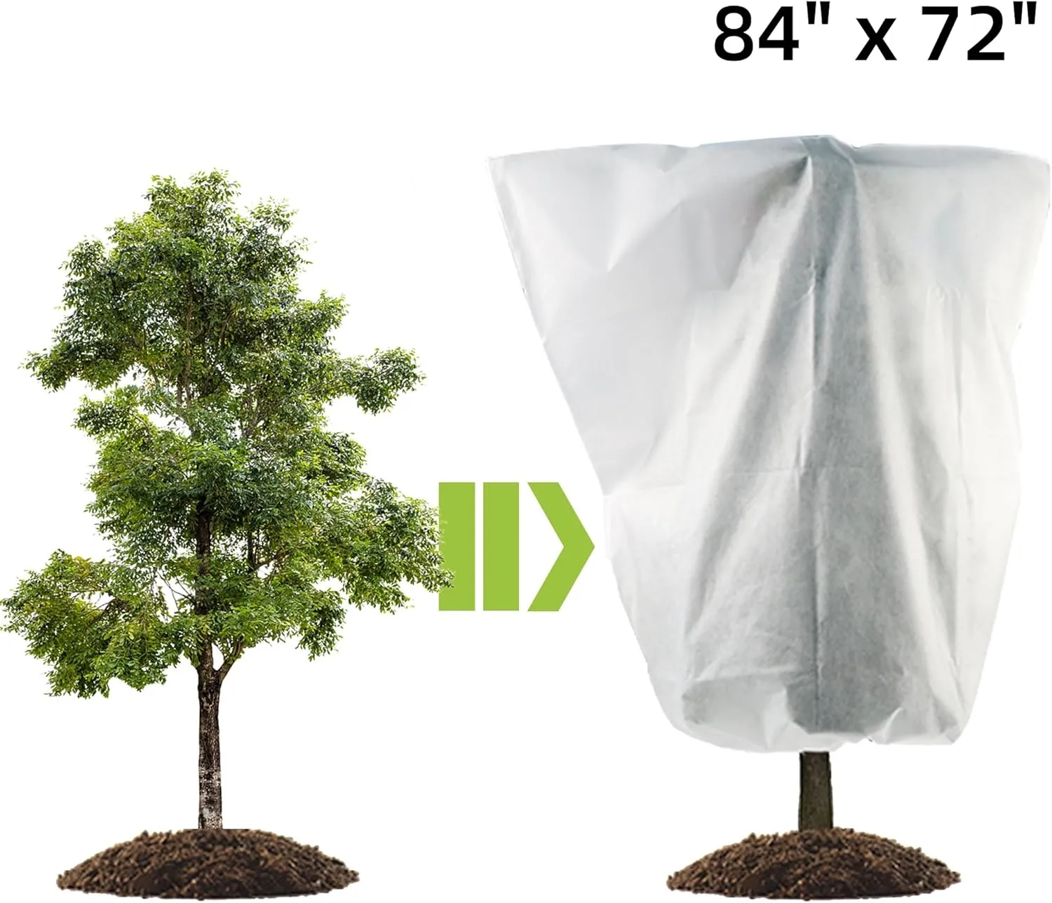 2 Pack H84 x W72 Plant Covers Freeze Protection - Shrub Cover, Winter Tree Cover with Drawstring for Season Extension & Frost Protection, White