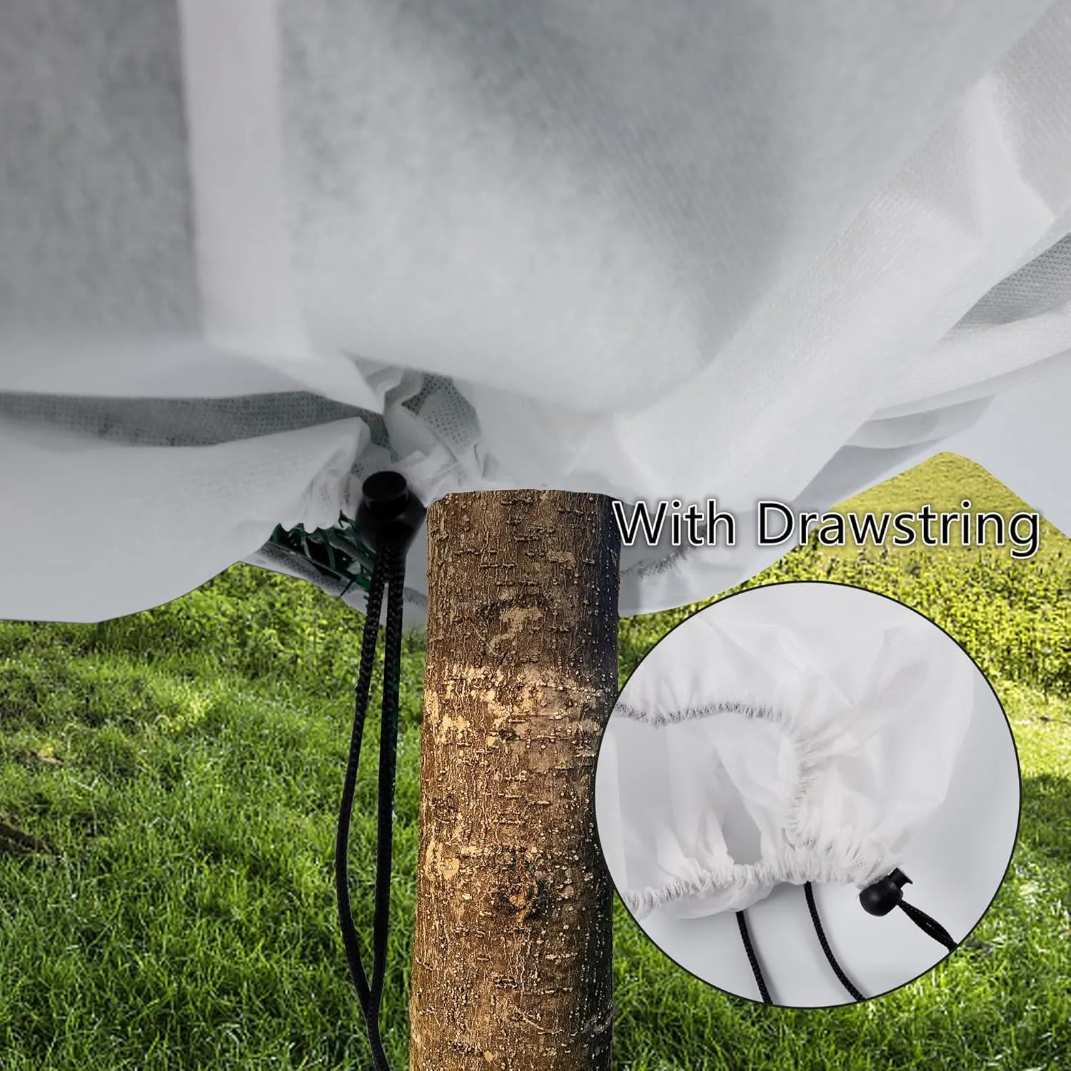 2 Pack H84 x W72 Plant Covers Freeze Protection - Shrub Cover, Winter Tree Cover with Drawstring for Season Extension & Frost Protection, White