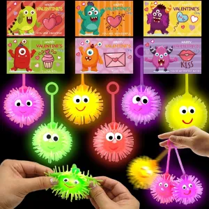 24 Pack Easter LED Puffy Eggs Toys Flashing Spiky Ball Toys Bulk Glow in The Dark for Kids Boys Girls Classroom Exchange Prizes Easter Basket Stuffers Party Favors Toys