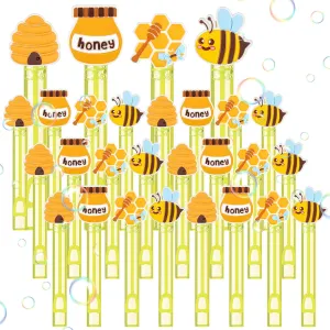 24 Pcs Bee Wands Bee Party Favors for Kids Toddlers Honeybee Theme Mini Clear Bubble Wands Bulk for Goodie Bags Piñata Stuffers Birthday Party Celebration Class Prizes Gifts