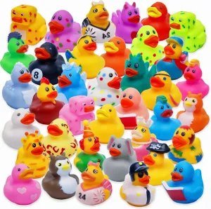 30 Pack Bulk Rubber Ducks for Car Ducking & Bath Toys – Assorted Colors for Kids, Baby Showers, Pool Parties, and Summer Fun