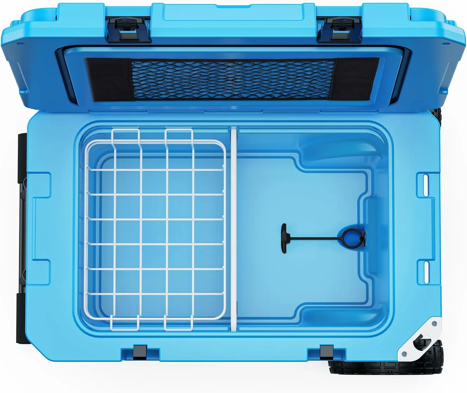 55 Quart Cooler with Wheels, Ice Chests Portable Camping Cooler Holds Ice up to 6 Days, Leak-Proof Outdoor Insulated Cooler with Handle, Cup Holders, Hard Cooler for Camping, Beach, Boat