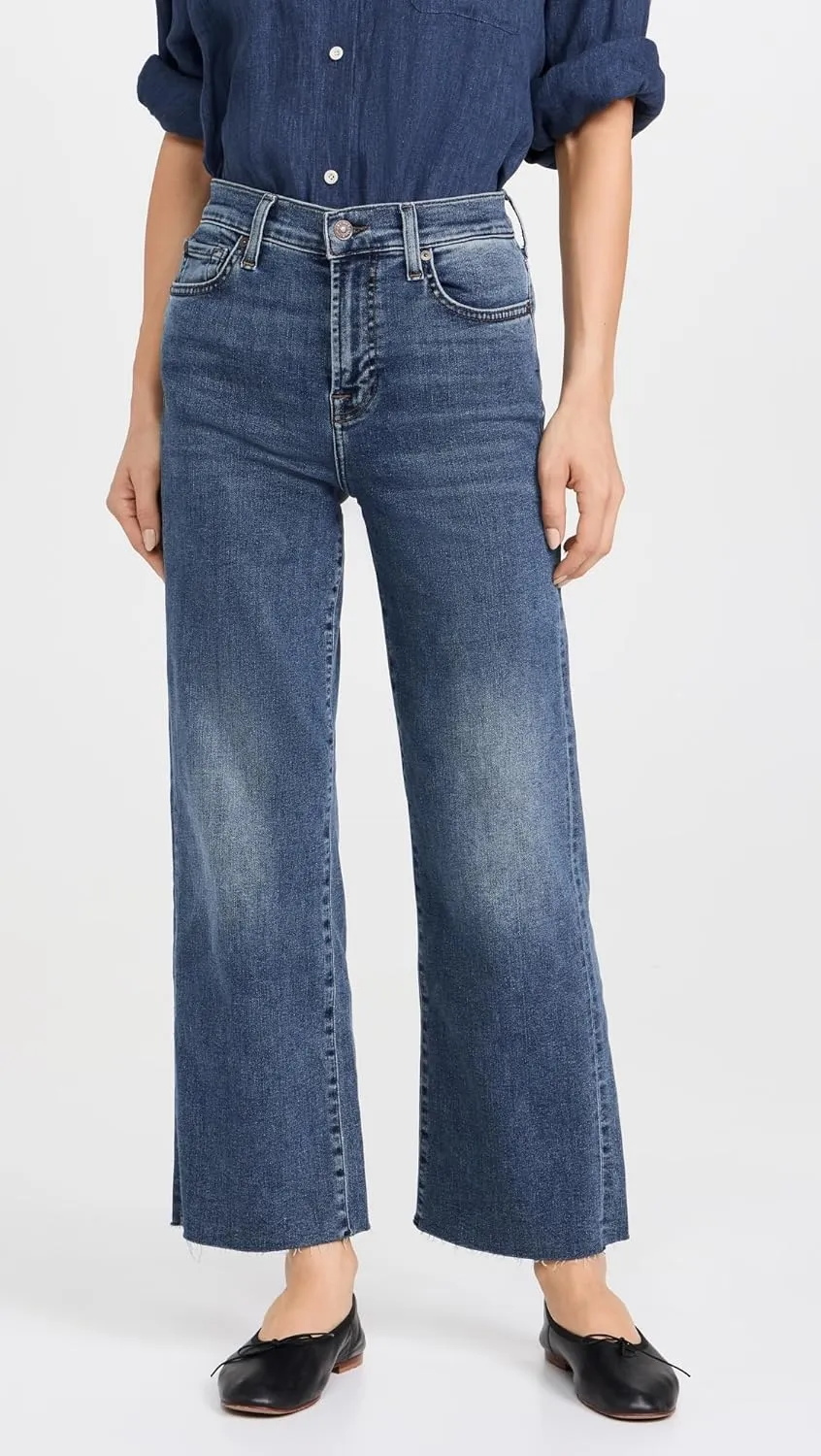 7 For All Mankind Women's Cropped Alexa W/Raw Cut Hem