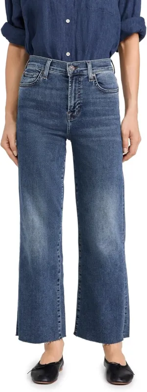 7 For All Mankind Women's Cropped Alexa W/Raw Cut Hem
