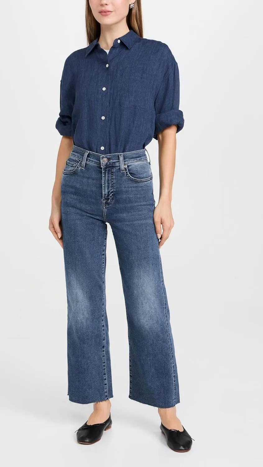 7 For All Mankind Women's Cropped Alexa W/Raw Cut Hem