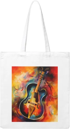 Abstract Watercolor Guitar Large Canvas Tote Bag Cute Travel Shoulder Bag Reusable Washable Shopping Grocery Bags For Women Men