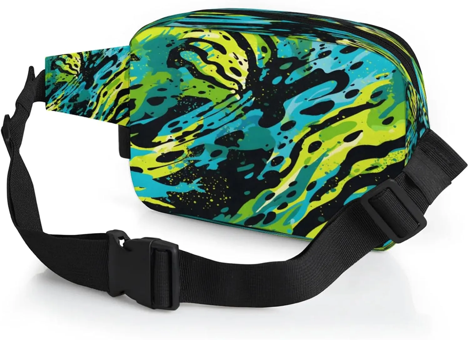 Abstract Wings Waterproof Unisex Square Fanny Pack, Adjustable Waist Bag with Pockets, Sturdy Lightweight Crossbody Bag for Travel, Running, Hiking (9x6.1x2.5 Inches)