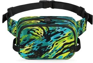 Abstract Wings Waterproof Unisex Square Fanny Pack, Adjustable Waist Bag with Pockets, Sturdy Lightweight Crossbody Bag for Travel, Running, Hiking (9x6.1x2.5 Inches)