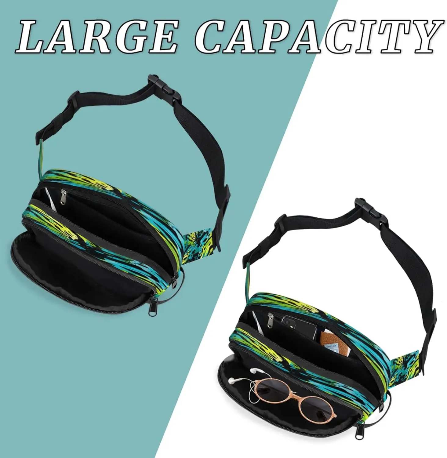 Abstract Wings Waterproof Unisex Square Fanny Pack, Adjustable Waist Bag with Pockets, Sturdy Lightweight Crossbody Bag for Travel, Running, Hiking (9x6.1x2.5 Inches)