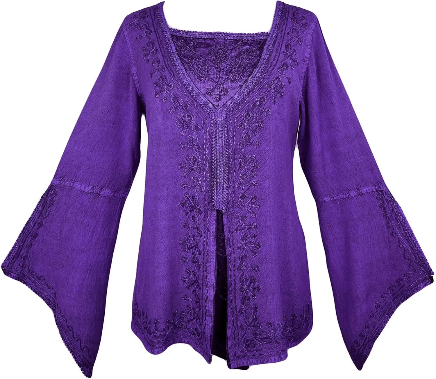 Agan Traders Women’s 2025 Summer Long Bell Sleeve Embroidered Blouse - Elegant Tunic Bohemian Dress Tops for Women