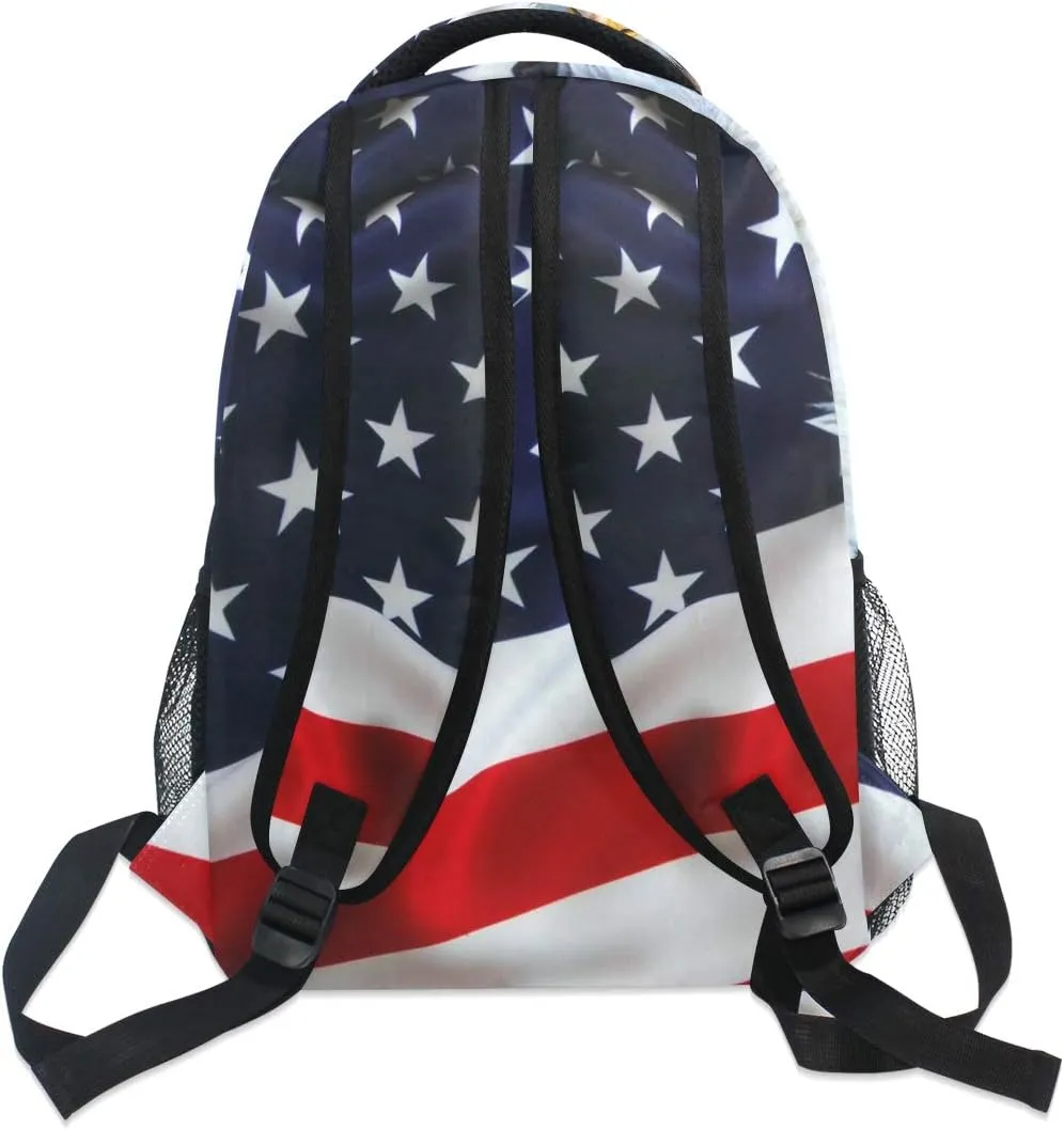 ALAZA American Bald Eagle On USA Flag Animal Large Backpack Personalized Laptop iPad Tablet Travel School Bag with Multiple Pockets for Men Women College