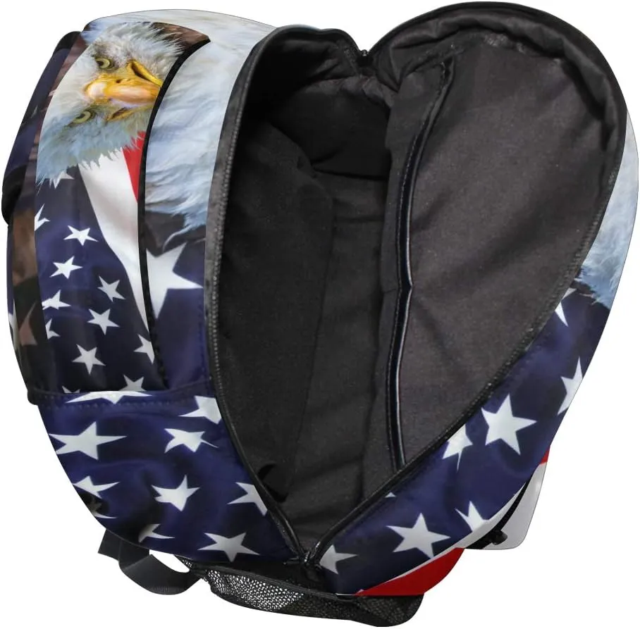 ALAZA American Bald Eagle On USA Flag Animal Large Backpack Personalized Laptop iPad Tablet Travel School Bag with Multiple Pockets for Men Women College