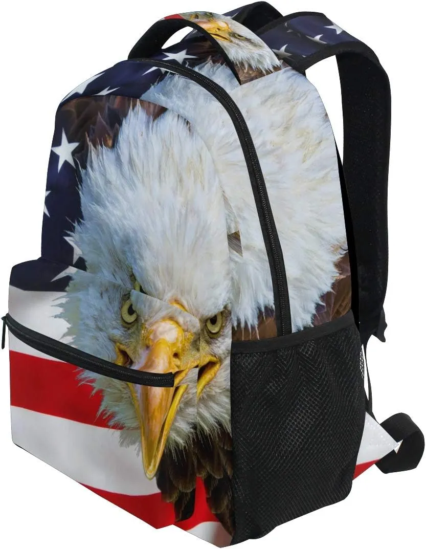 ALAZA American Bald Eagle On USA Flag Animal Large Backpack Personalized Laptop iPad Tablet Travel School Bag with Multiple Pockets for Men Women College