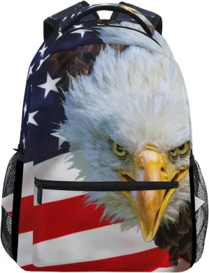 ALAZA American Bald Eagle On USA Flag Animal Large Backpack Personalized Laptop iPad Tablet Travel School Bag with Multiple Pockets for Men Women College