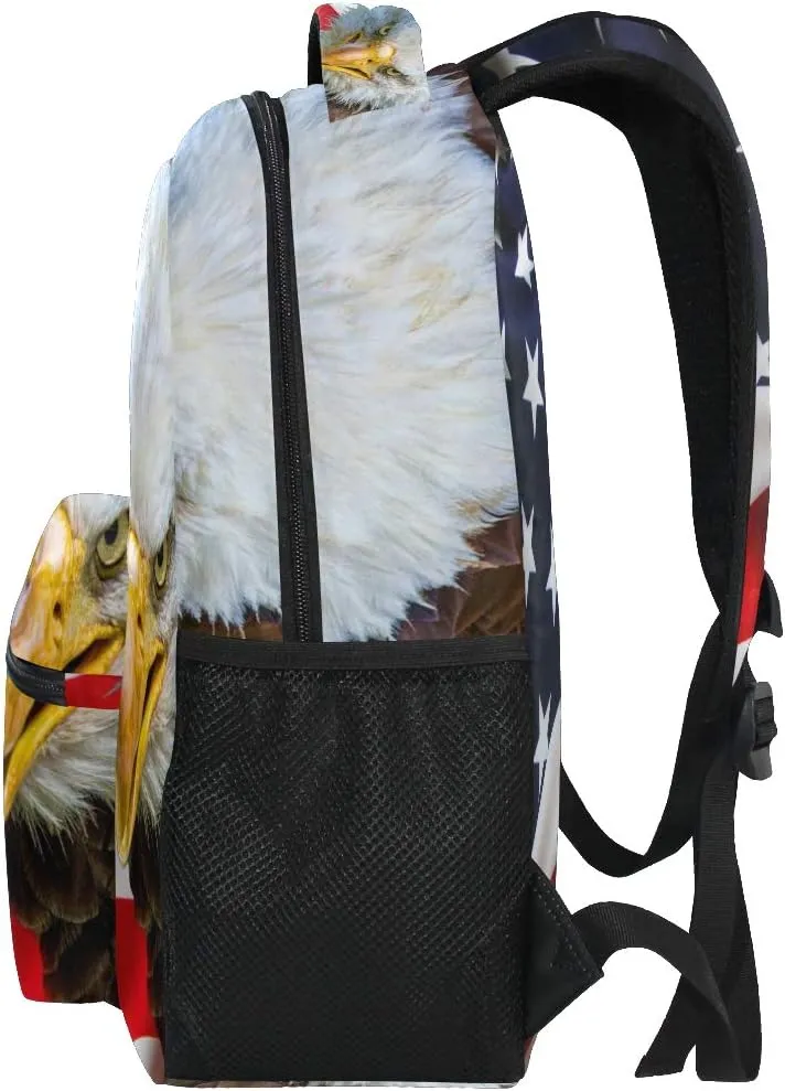 ALAZA American Bald Eagle On USA Flag Animal Large Backpack Personalized Laptop iPad Tablet Travel School Bag with Multiple Pockets for Men Women College