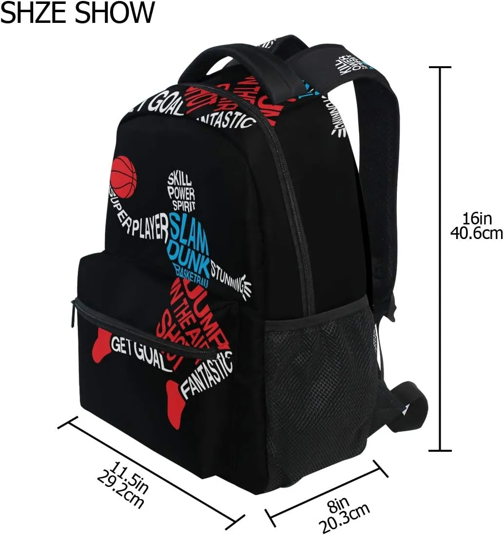 ALAZA Basketball Player Bank Shot Sports Large Backpack Personalized Laptop iPad Tablet Travel School Bag with Multiple Pockets