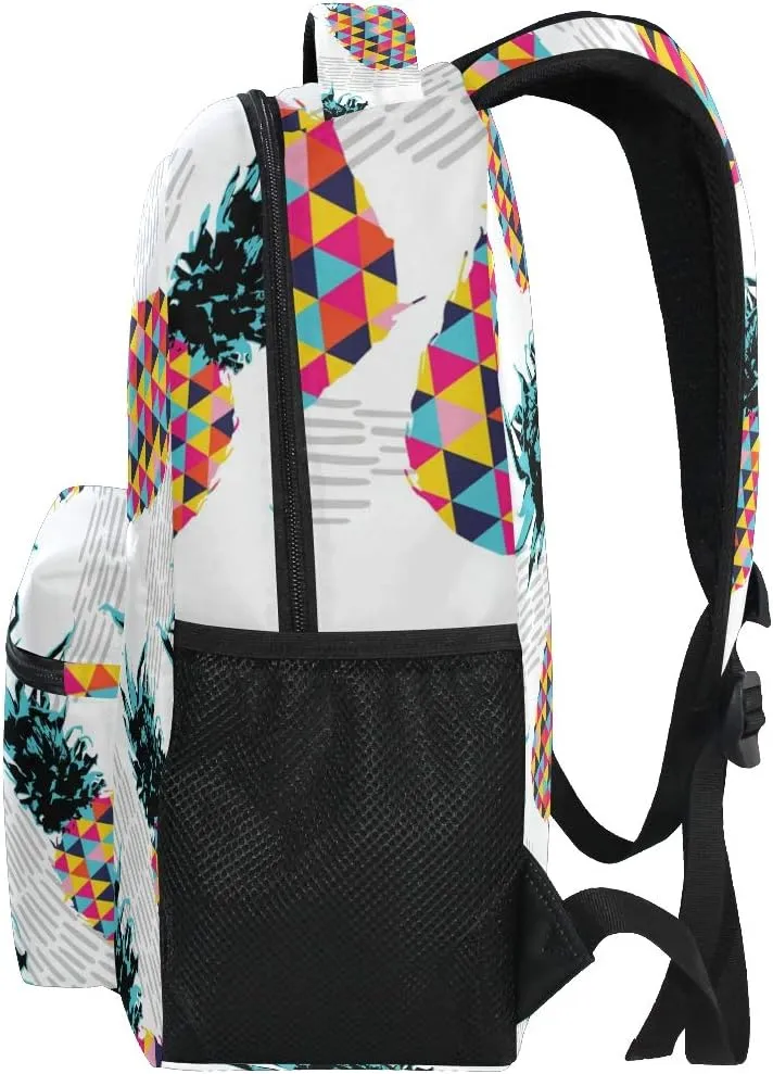 ALAZA Colorful Pineapple Geometric Stylish Large Backpack Personalized Laptop iPad Tablet Travel School Bag with Multiple Pockets for Men Women College