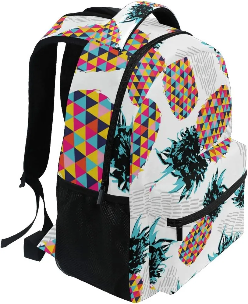 ALAZA Colorful Pineapple Geometric Stylish Large Backpack Personalized Laptop iPad Tablet Travel School Bag with Multiple Pockets for Men Women College