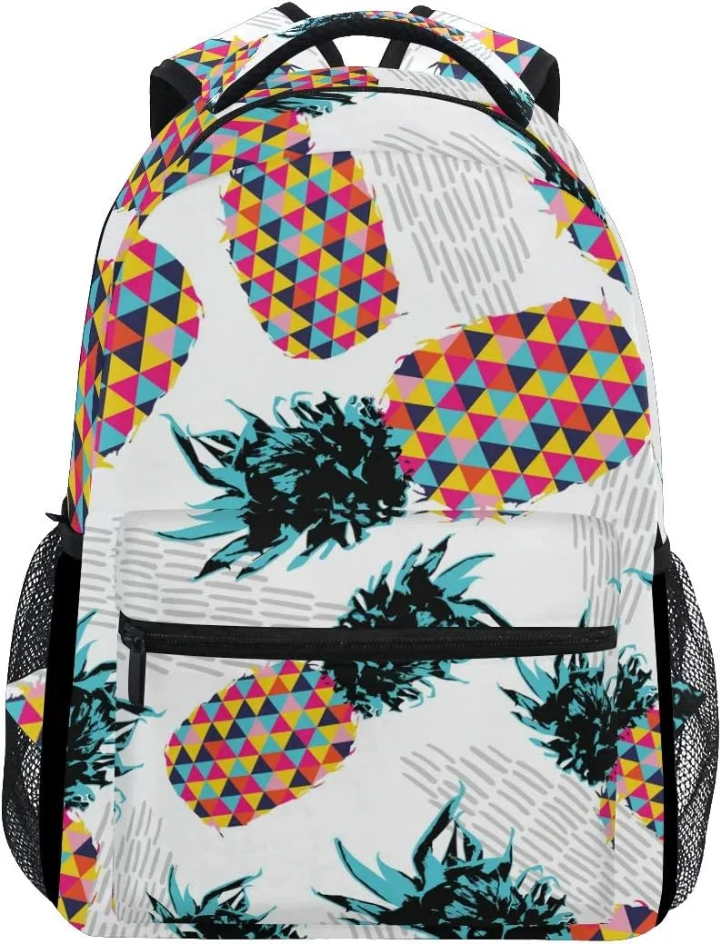 ALAZA Colorful Pineapple Geometric Stylish Large Backpack Personalized Laptop iPad Tablet Travel School Bag with Multiple Pockets for Men Women College