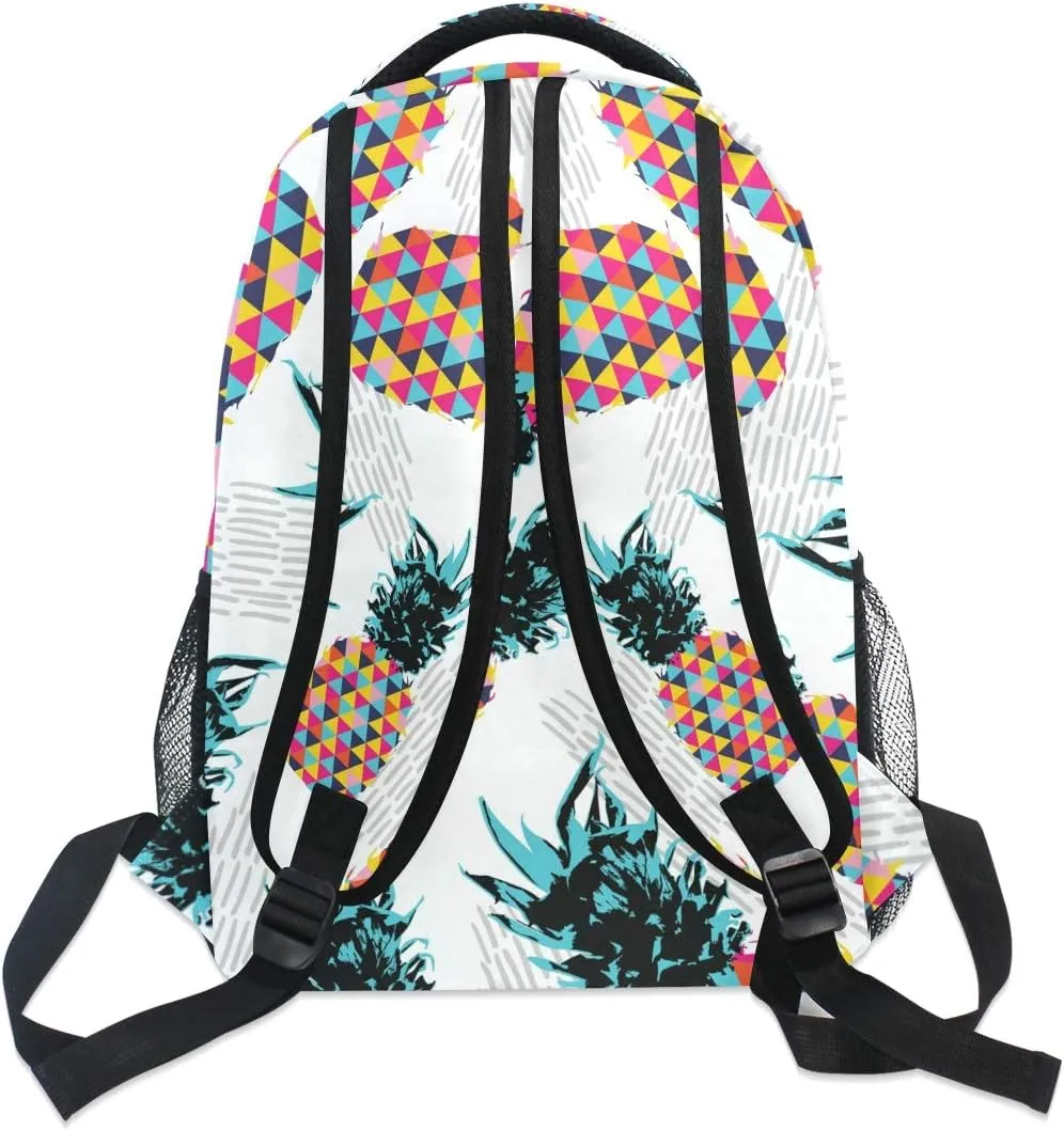 ALAZA Colorful Pineapple Geometric Stylish Large Backpack Personalized Laptop iPad Tablet Travel School Bag with Multiple Pockets for Men Women College