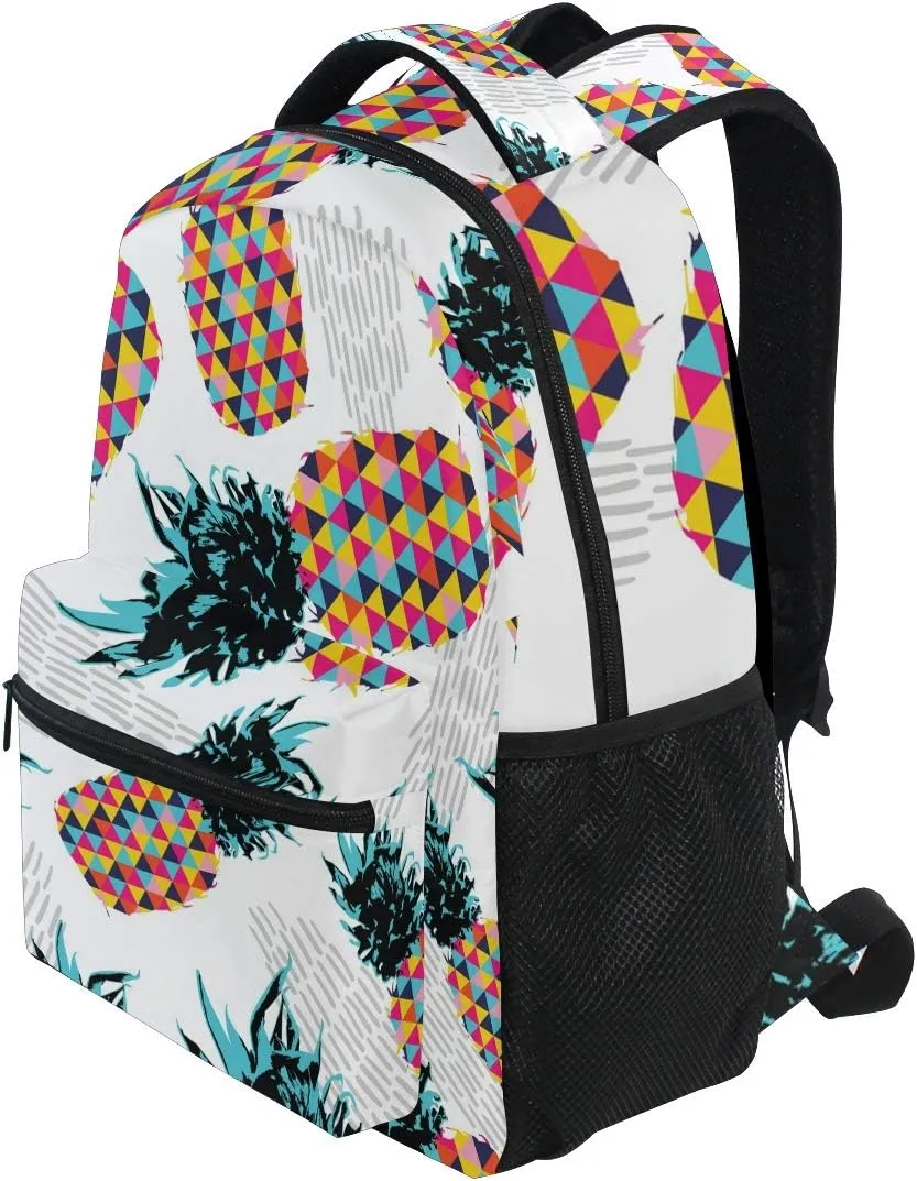 ALAZA Colorful Pineapple Geometric Stylish Large Backpack Personalized Laptop iPad Tablet Travel School Bag with Multiple Pockets for Men Women College