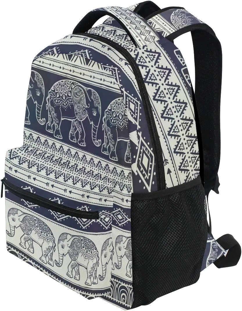 ALAZA Elephant Boho Mandala Style Stylish Large Backpack Personalized Laptop iPad Tablet Travel School Bag with Multiple Pockets for Men Women College