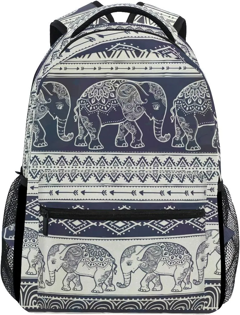 ALAZA Elephant Boho Mandala Style Stylish Large Backpack Personalized Laptop iPad Tablet Travel School Bag with Multiple Pockets for Men Women College