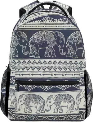 ALAZA Elephant Boho Mandala Style Stylish Large Backpack Personalized Laptop iPad Tablet Travel School Bag with Multiple Pockets for Men Women College