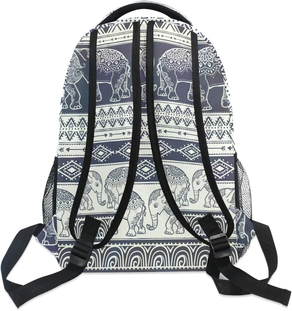 ALAZA Elephant Boho Mandala Style Stylish Large Backpack Personalized Laptop iPad Tablet Travel School Bag with Multiple Pockets for Men Women College