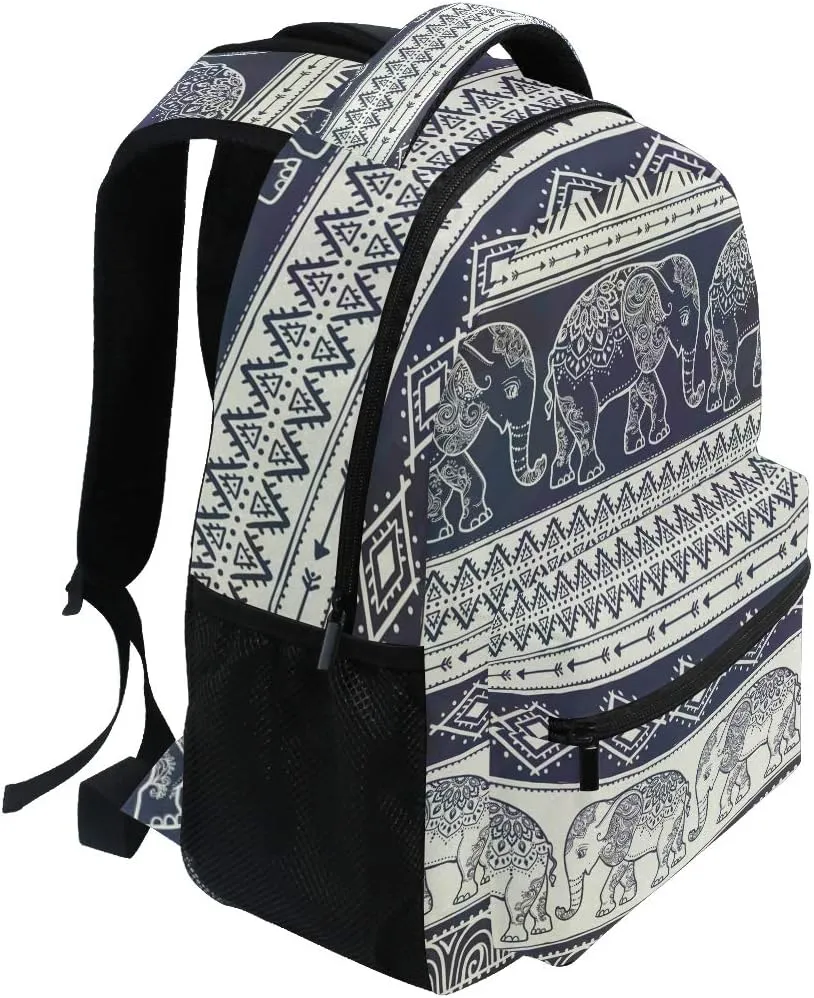 ALAZA Elephant Boho Mandala Style Stylish Large Backpack Personalized Laptop iPad Tablet Travel School Bag with Multiple Pockets for Men Women College