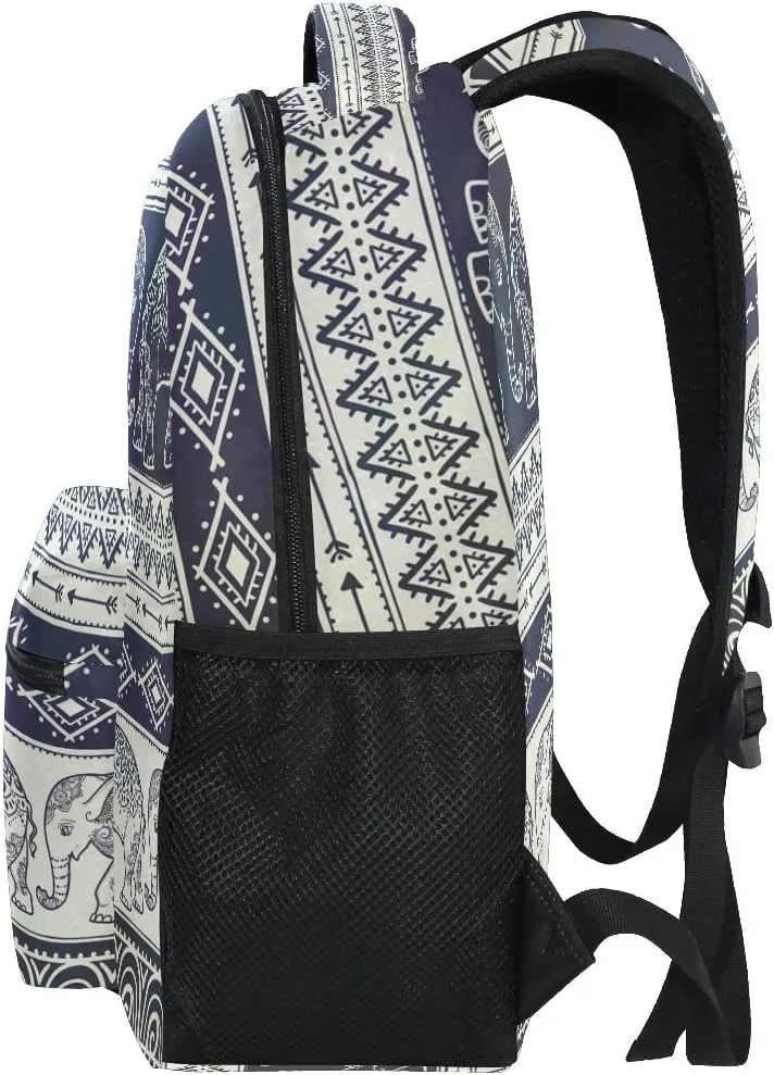ALAZA Elephant Boho Mandala Style Stylish Large Backpack Personalized Laptop iPad Tablet Travel School Bag with Multiple Pockets for Men Women College