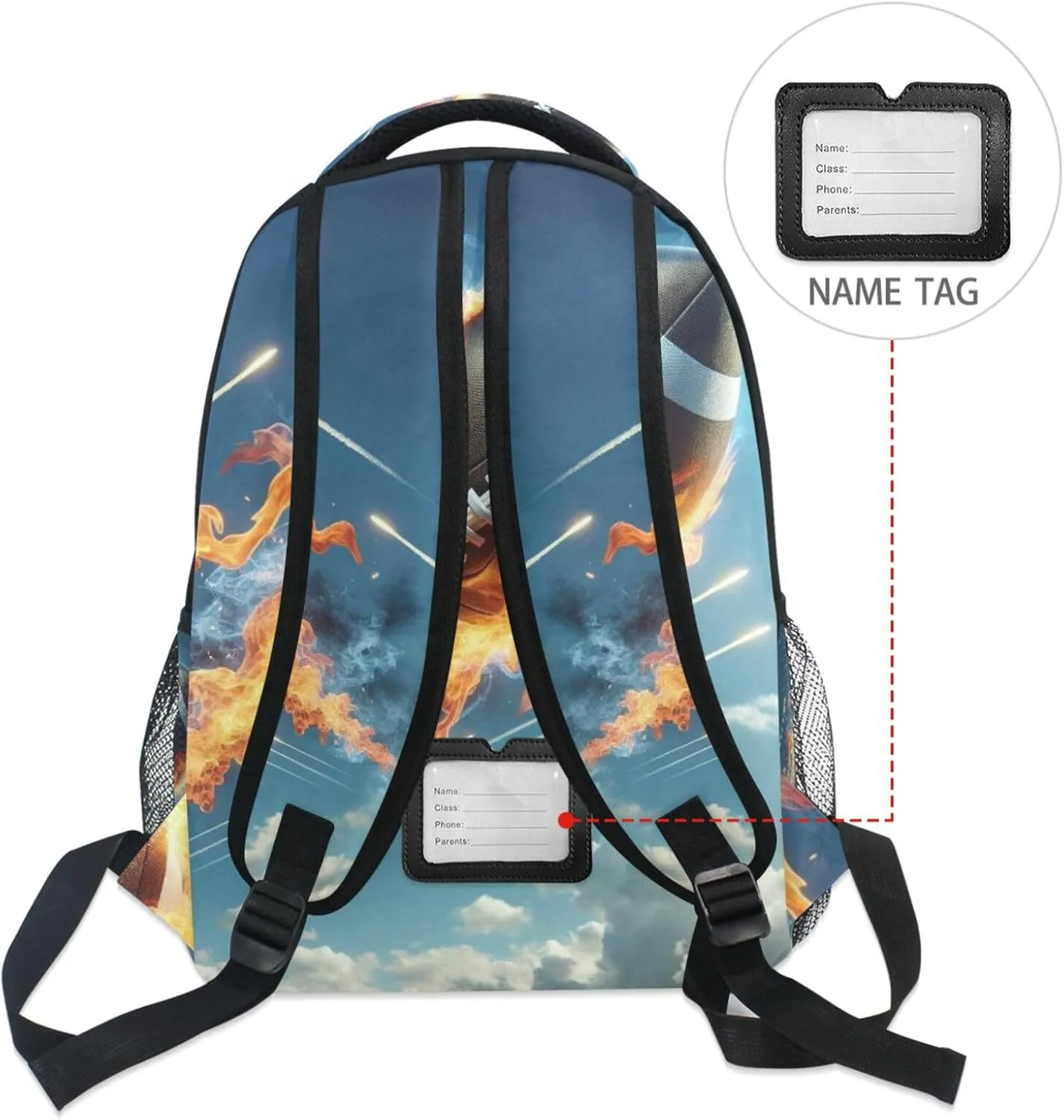 ALAZA Football Firing Backpack Purse with Multiple Pockets Name Card Personalized Travel Laptop Book Bag, Size S/16 inch