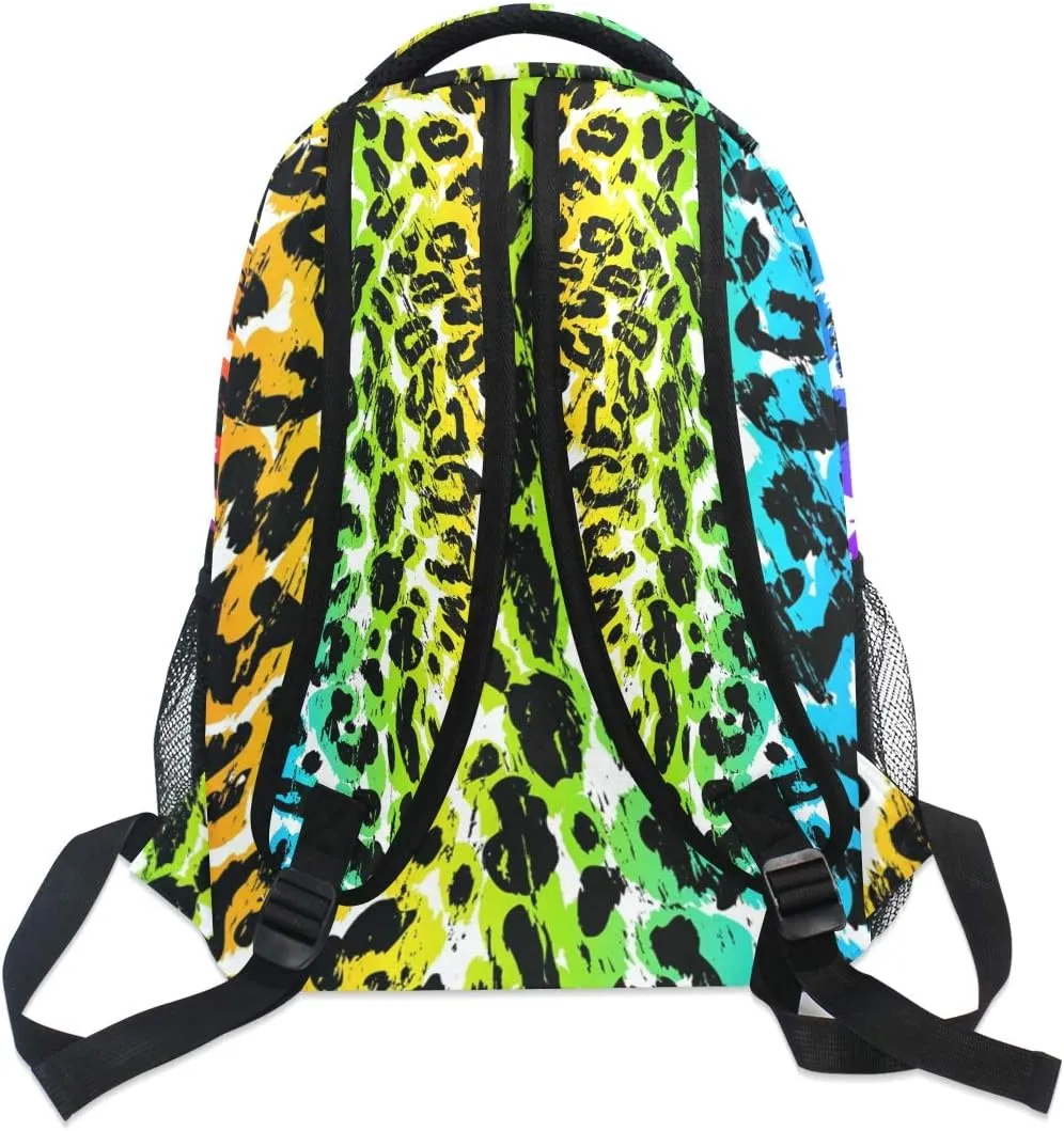 ALAZA Rainbow Leopard Animal Print Stylish Large Backpack Personalized Laptop iPad Tablet Travel School Bag with Multiple Pockets for Men Women College