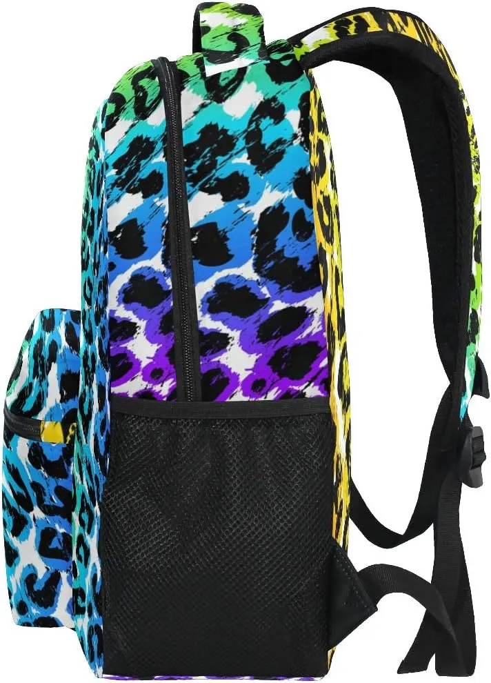 ALAZA Rainbow Leopard Animal Print Stylish Large Backpack Personalized Laptop iPad Tablet Travel School Bag with Multiple Pockets for Men Women College