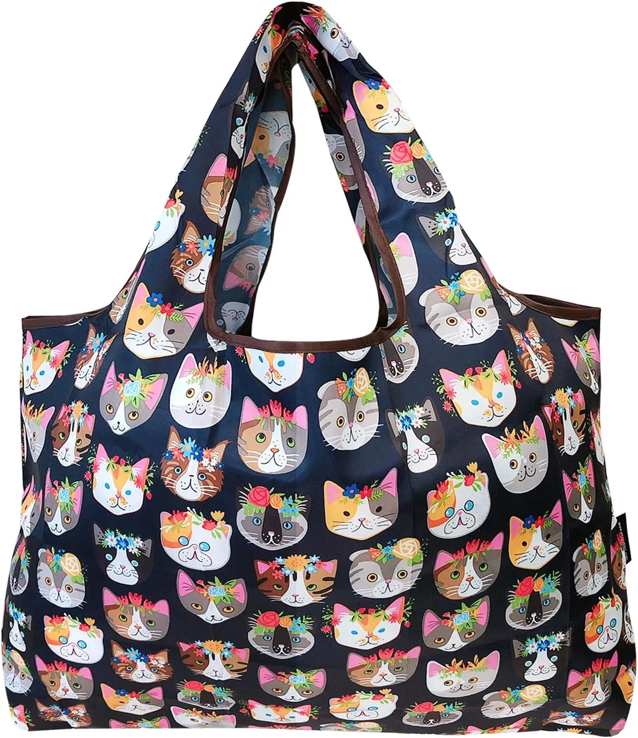 alldyrew Large Foldable Tote Nylon Reusable Grocery Bag, 3 Pack