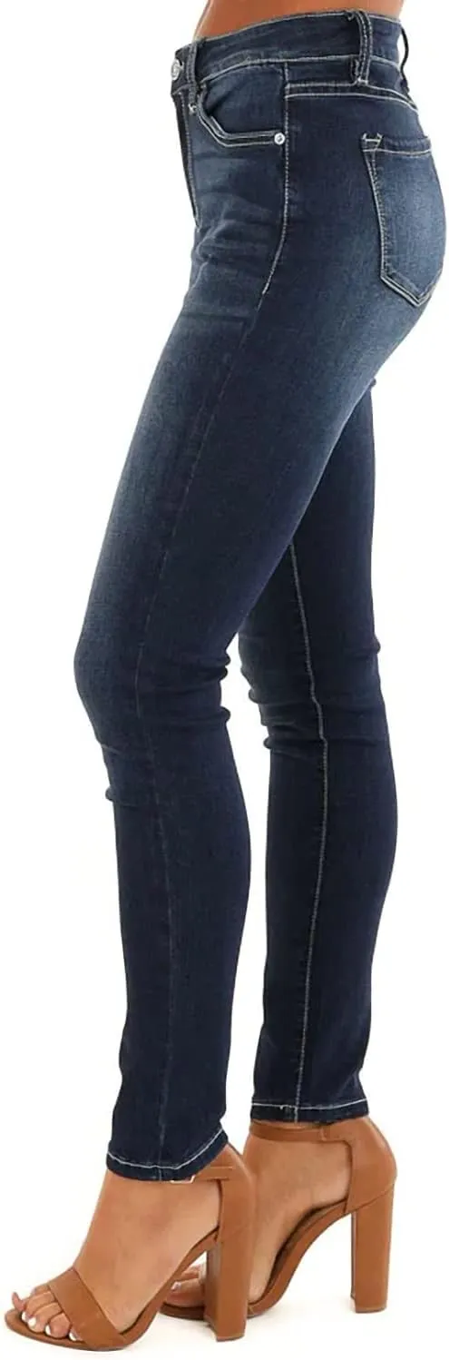 Allimy Women's High Rise Skinny Stretch Button Ripped Jeans High Waisted Destroyed Denim Pants