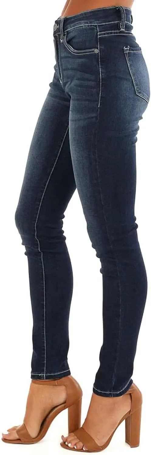 Allimy Women's High Rise Skinny Stretch Button Ripped Jeans High Waisted Destroyed Denim Pants