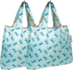 allydrew Foldable Tote Nylon Reusable Grocery Bag (Set of 2)