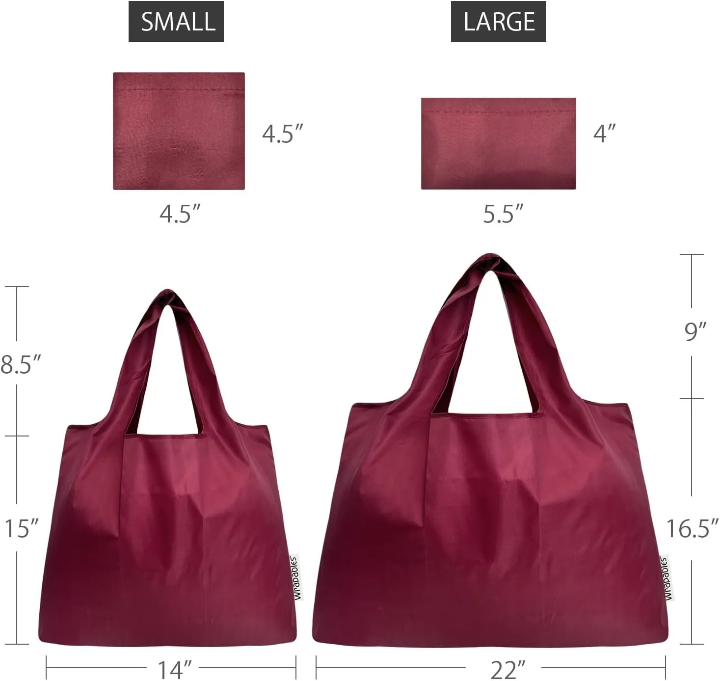 allydrew Large & Small Foldable Tote Nylon Reusable Grocery Bags, Set of 2