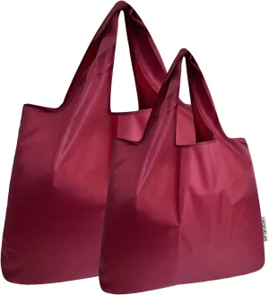 allydrew Large & Small Foldable Tote Nylon Reusable Grocery Bags, Set of 2