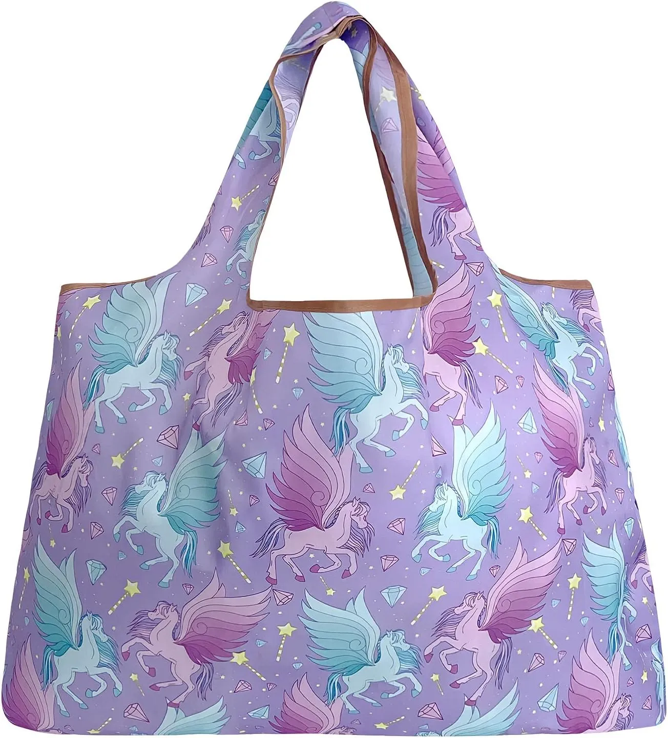 allydrew Large Foldable Tote Nylon Reusable Grocery Bags, 5 Pack